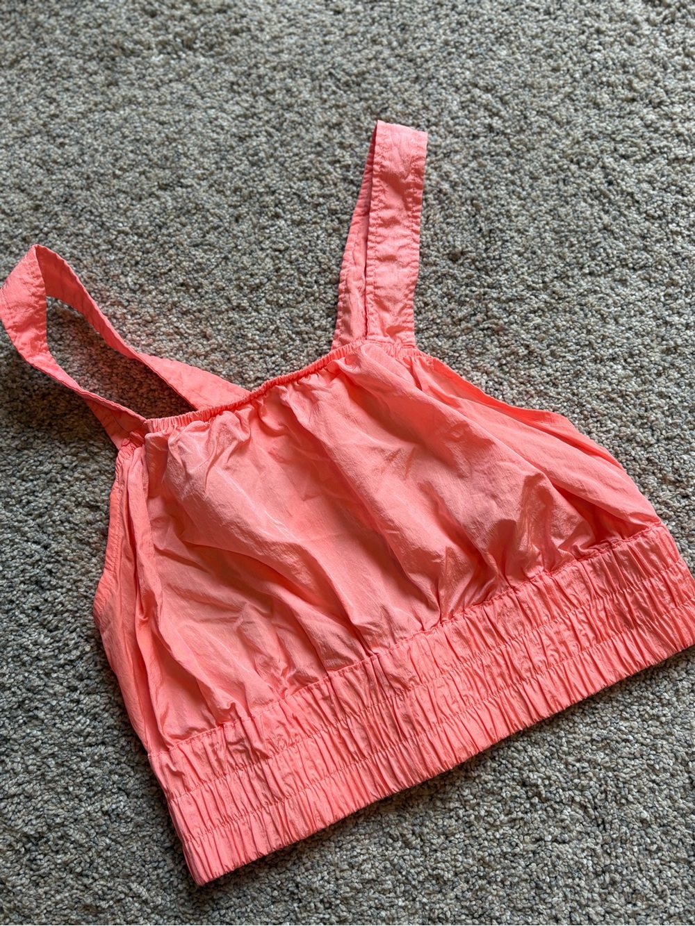 Free People Coral Pink Smocked Hem Tank